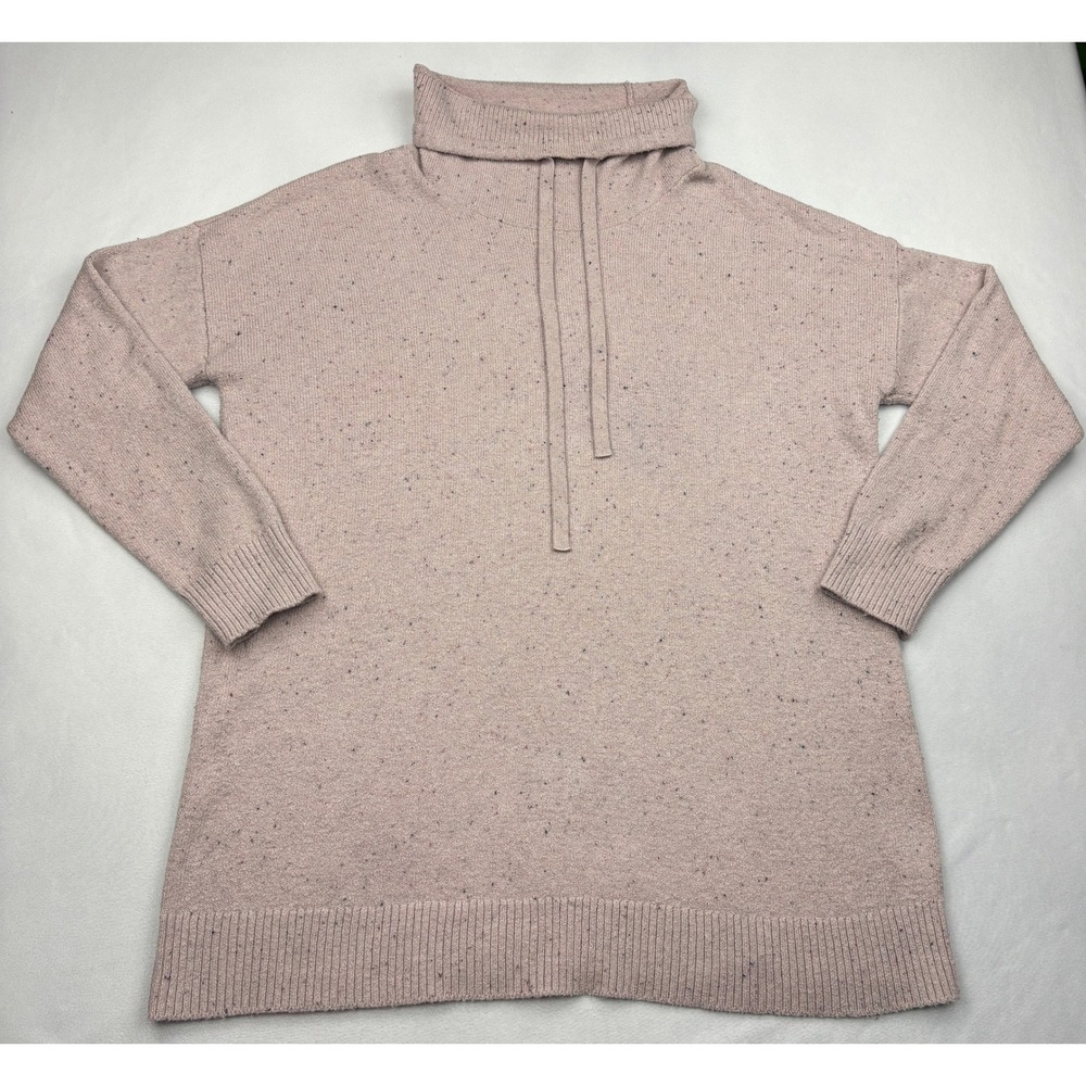 Pure Jill J Jill Sweater Womens Large Pink Speckled Funnel Neck Drawstring Tunic